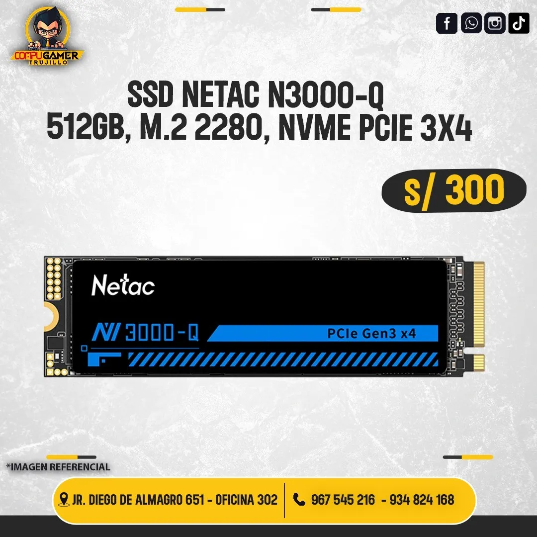 SSD NETAC N3000-Q, 512GB, M.2, NVME 