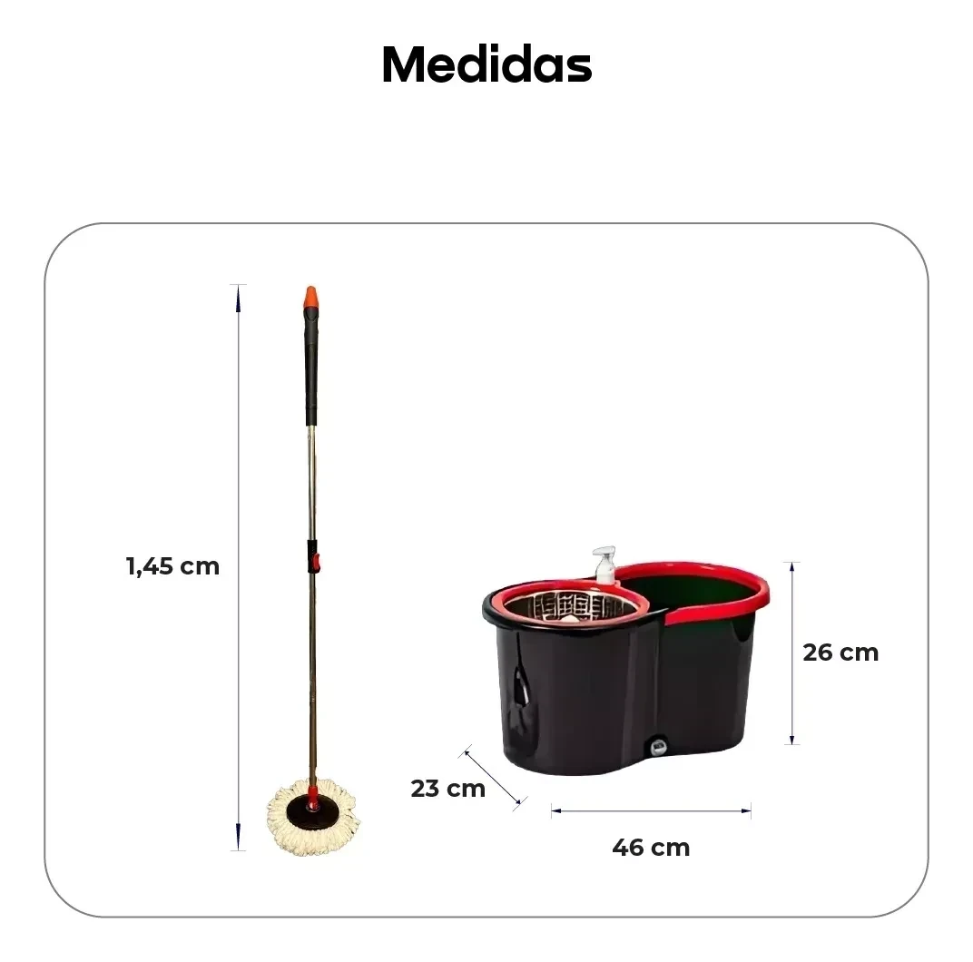Mopa Lampazo Escurridor Waggs Msk-001 Con Balde Centrifugador Negro 2