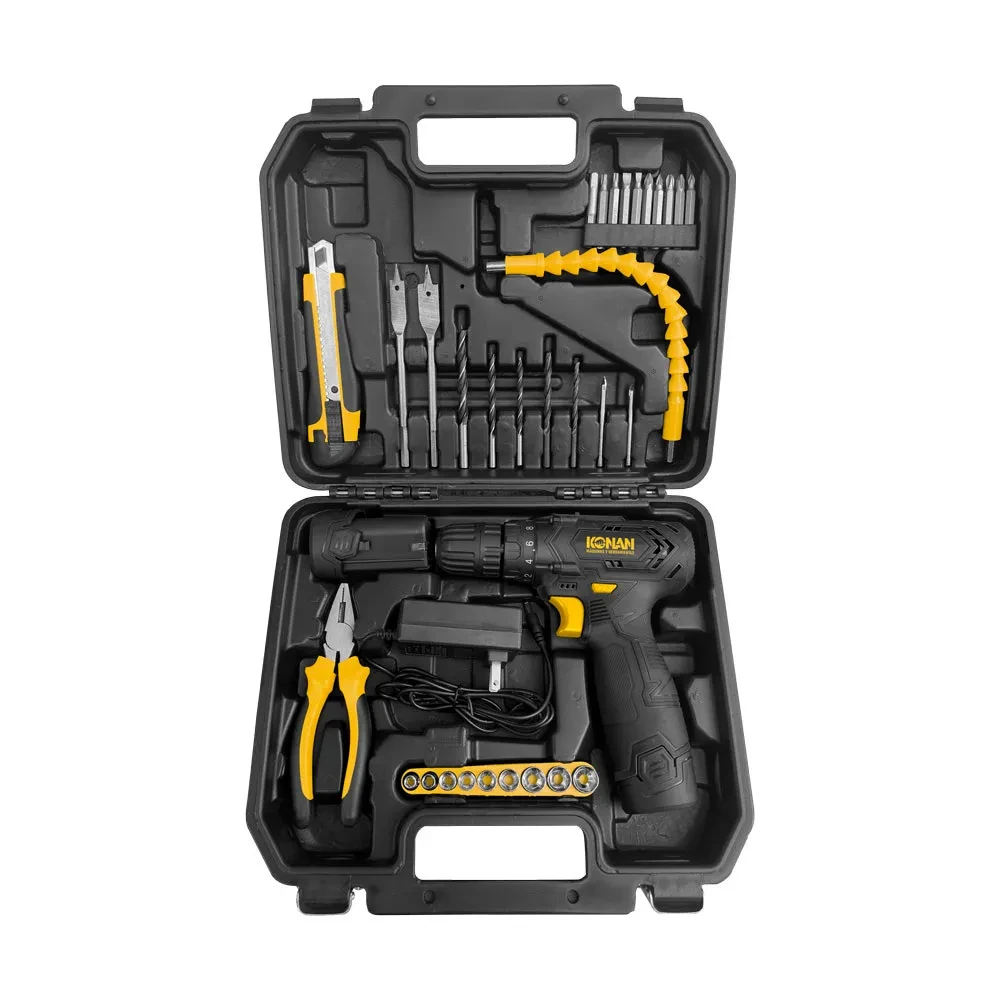 Set Taladro Atornillador a Batería 12V con Herramientas Konan 4