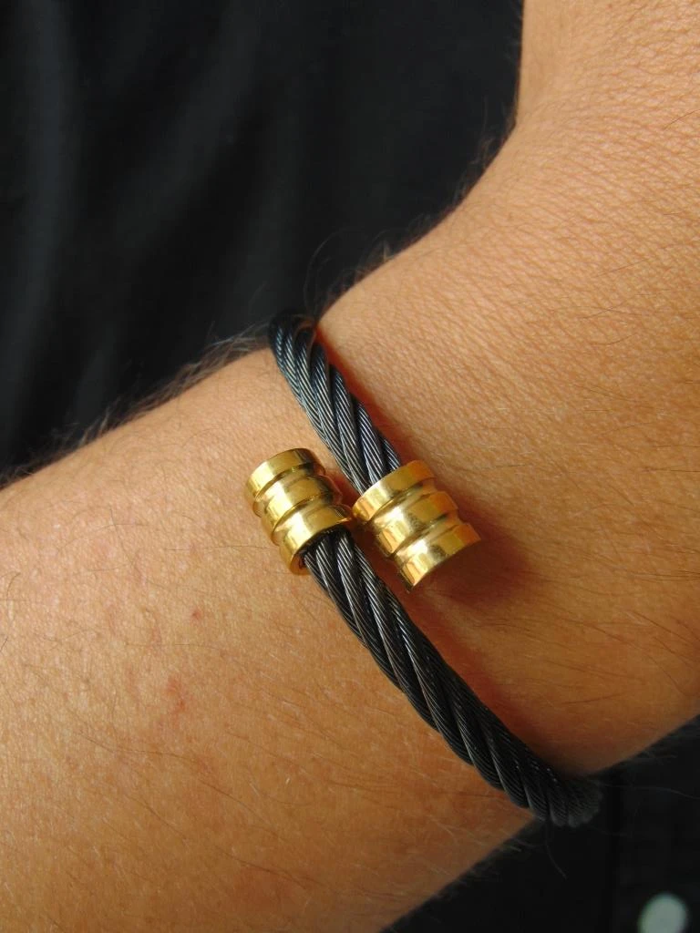 PULSERA ACERO DOR HOMBRE ARO GUAYA NEGRA 3