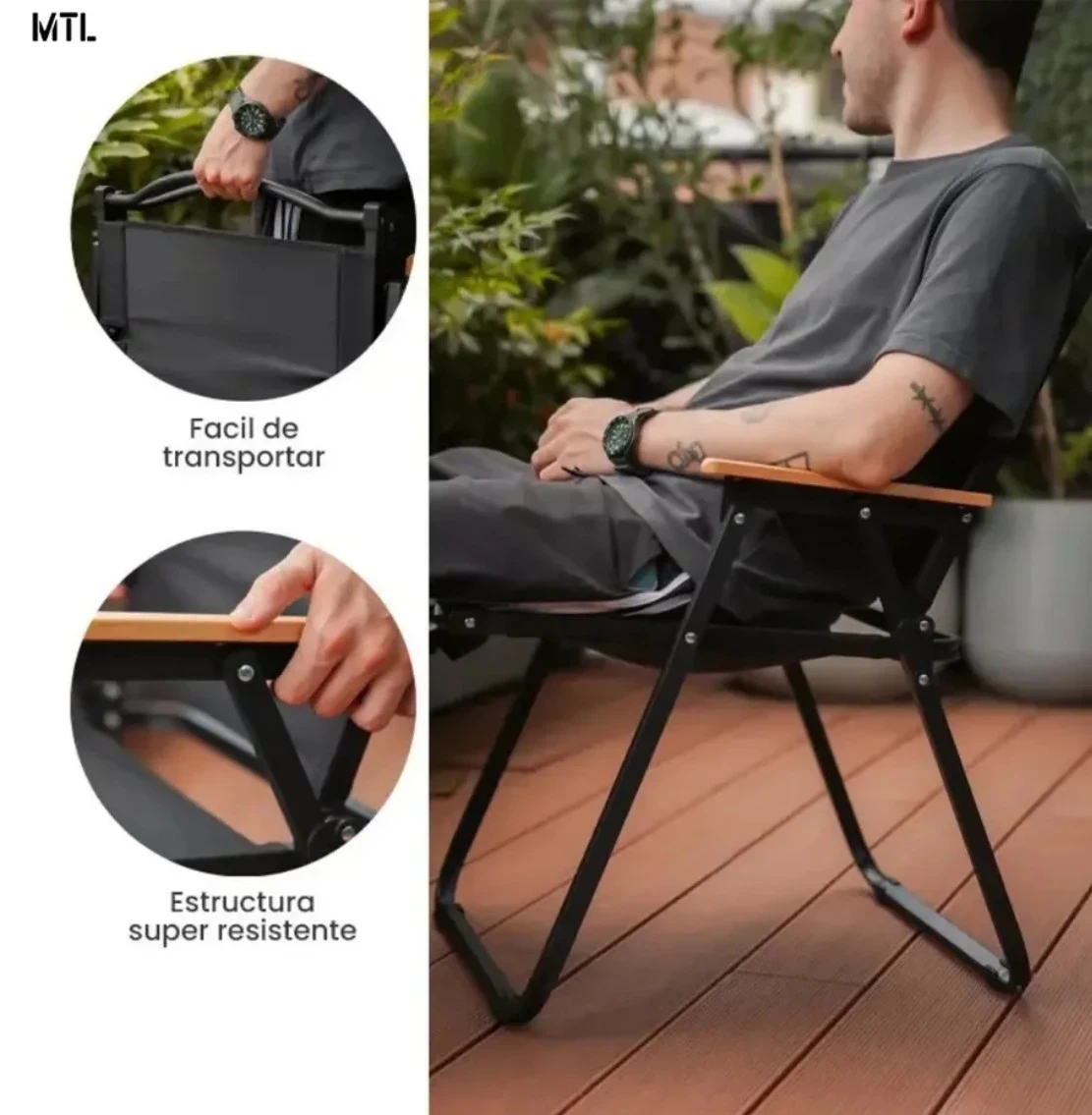 Silla estilo reposera plegable camping  4
