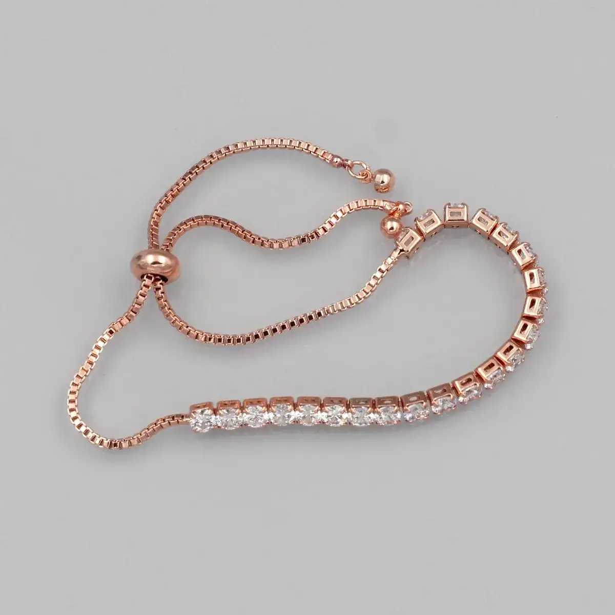 Pulsera Oro Rosa Circones Blancos REF: L331 3