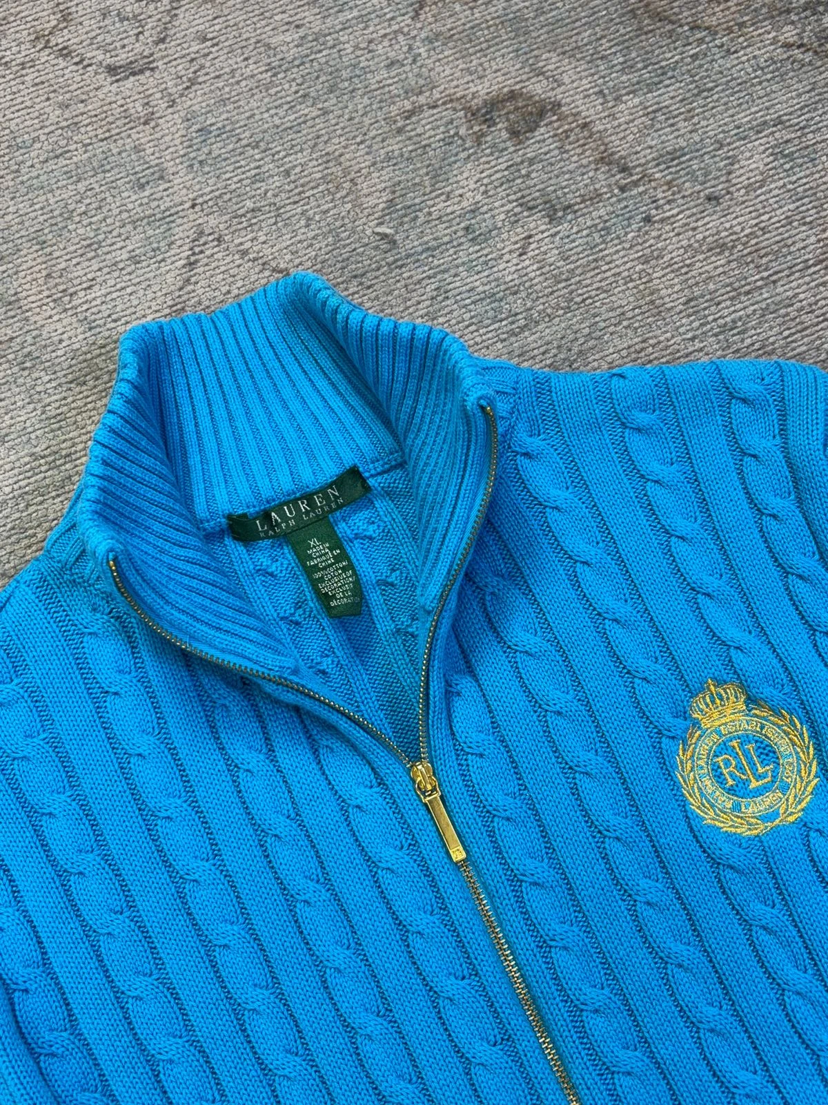 LAUREN RALPH LAUREN CABLE-KNIT FULL-ZIP SWEATER 6