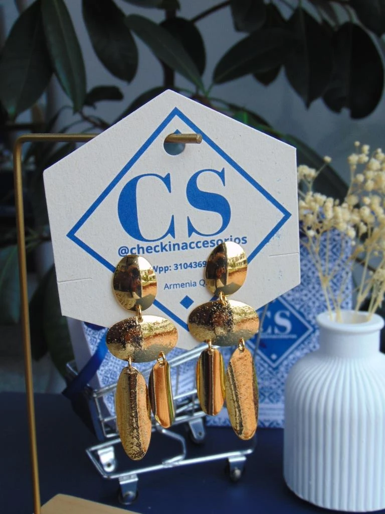 ARETES BAÑO DE ORO 24K LARGO OVALOS