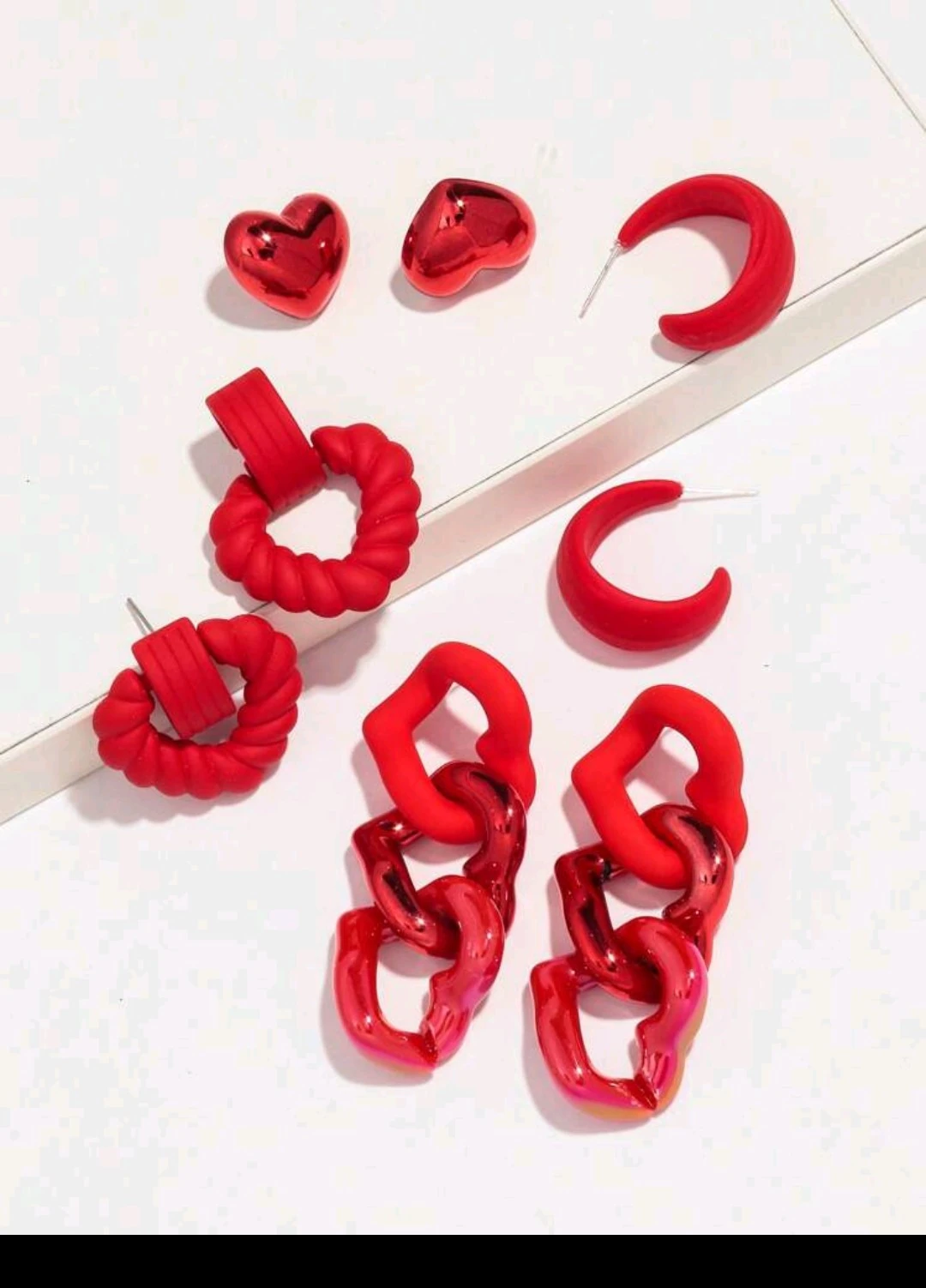 Set de aretes rojos 3