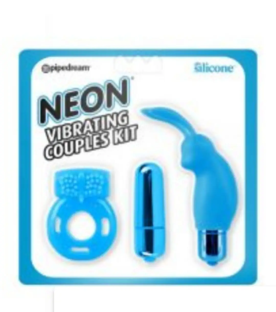 NEON VIBRATING COUPLES KIT – BLUE