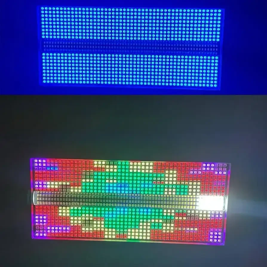 Luz estroboscópica LED de 1400 W   PANTALLA DIGITAL PROFESIONAL, ESTROBO LED DE 1400W RGBW PARA ESCENARIO  FORMAS Y USO CONTROL DJ MAS DE 1000 FORMAS A PROGRAMAR DEPENDE EL CLIENTE  Los más destacados   Color Negro - Forma Rectangular Material Metal Plástico Tipo de acabado Pintado Tipo de fuente de luz Diodo emisor de luz Material de la pantalla Metal  Fuente de luz: 256 abalorio LED blancas 3030 de 1 W, 864 abalorio LED 5050 RGB 3 en 1 de 0,2 W Efecto: 96 segmentos RGB+32 segmentos W+teñido+intermitente Modo de canal DMX 512: CH04, CH17, CH145 Atenuador: 0-100% atenuación electroeica lineal Modo de control: DMX512, auto, maestro esclavo, sonido activo 6