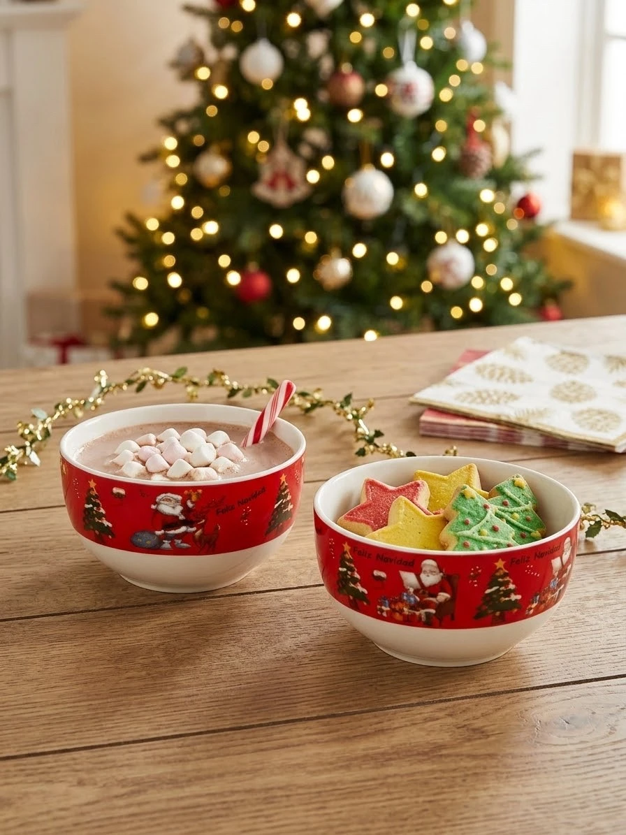 Tazon de porcelana navideño 