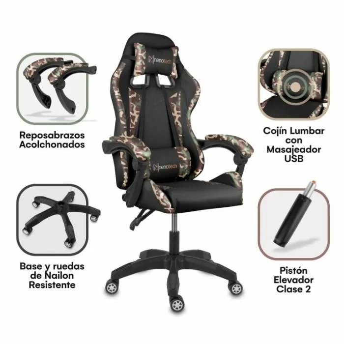 Silla Gaming Max con Reposapies y Soporte Lumbar 3