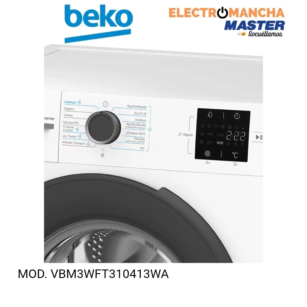 LAVADORA BEKO VBM3WFT310413WA 10 KILOS 1400 RPM. A  8