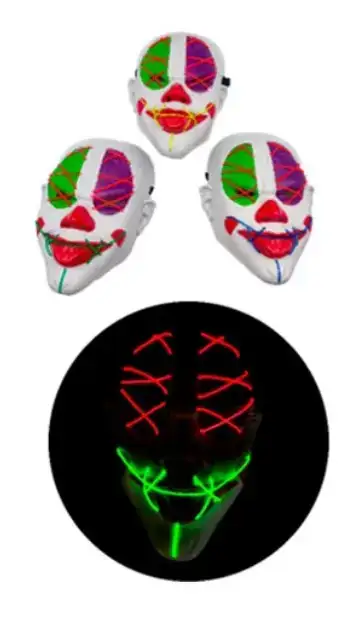 Mascara rigida luminosa payaso doble hilo led