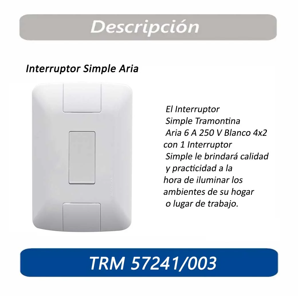 INTERRUPTOR TRM Simple Blanco ARIA 10A/250V