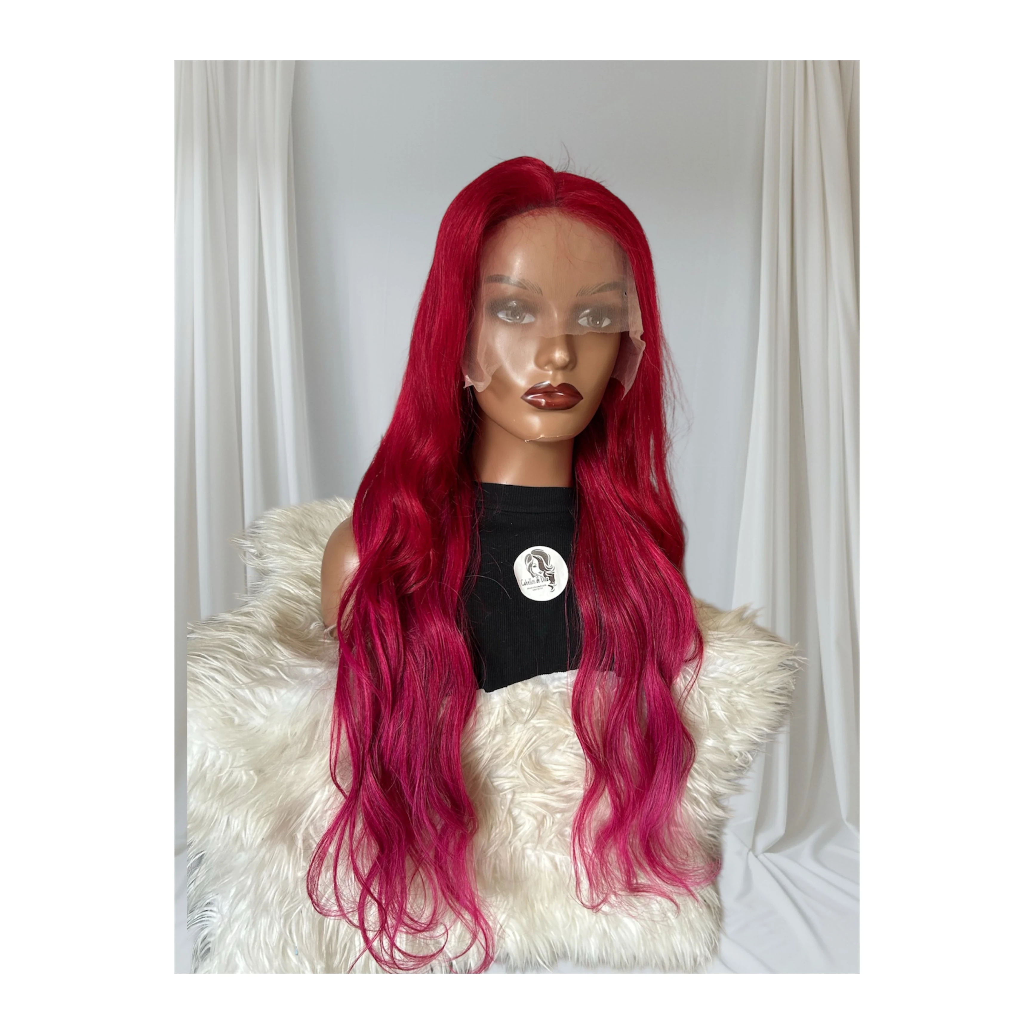 Peluca fantasia Roja con degradado fucsia de cabello humano, frontal lace 13x6, 28 pulgada 