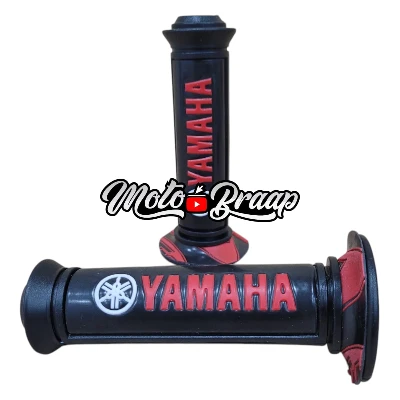 Grips Yamaha (par) 12 cm color negro - rojo