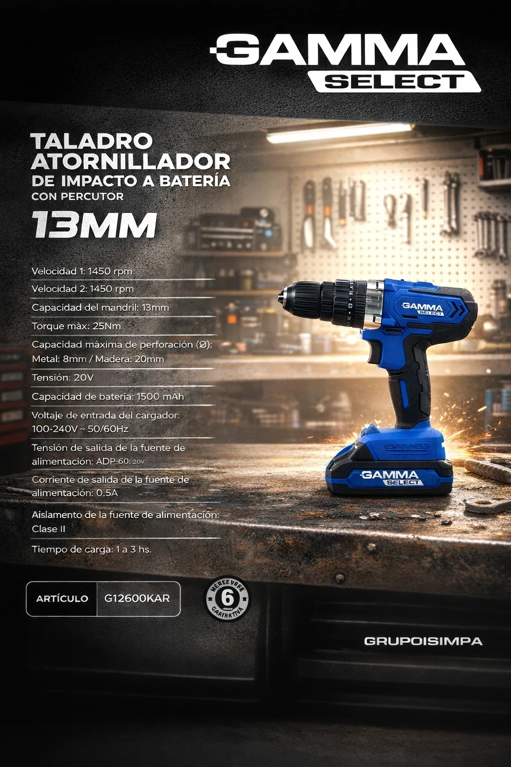 Taladro atornillador Gamma G12600KAR