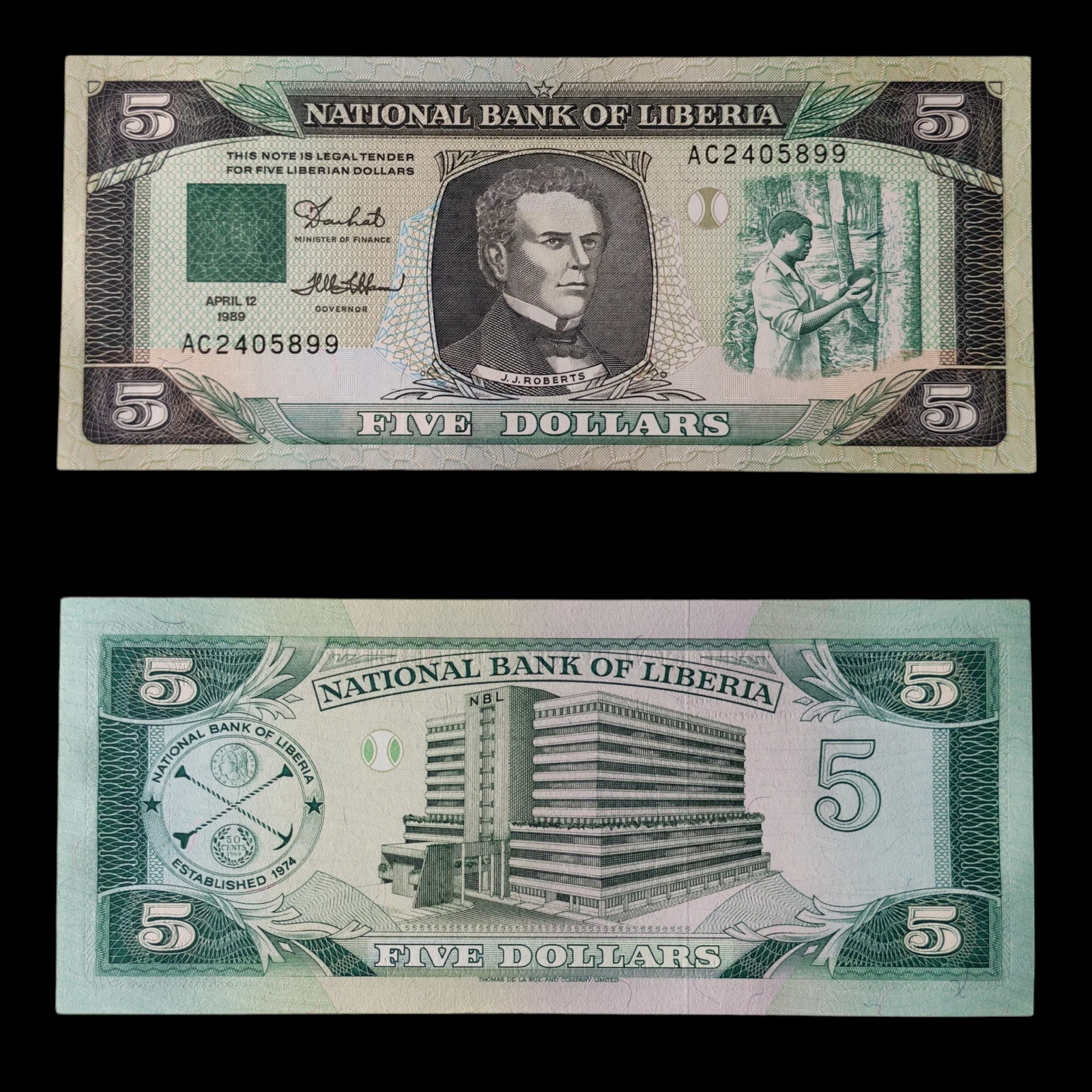 ° Liberia 5 dolares UNC
