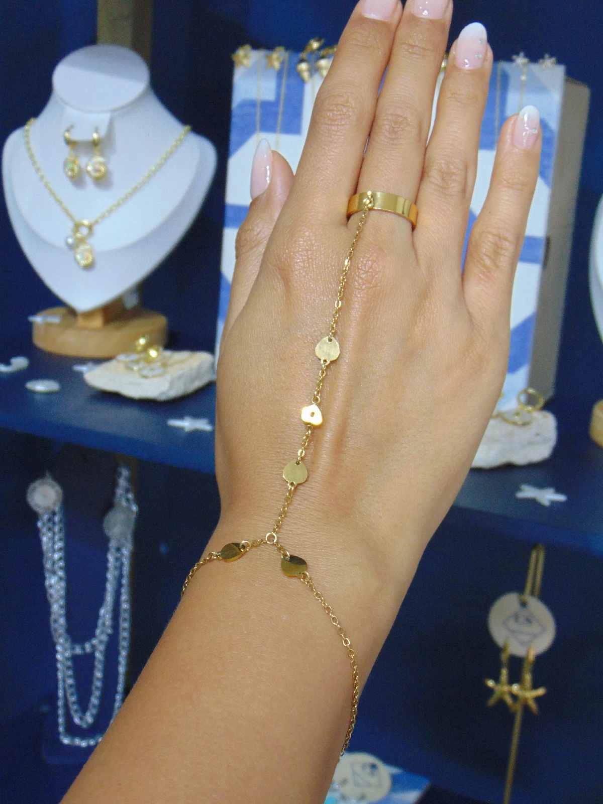 PULSERA ACERO DOR CON ANILLO
