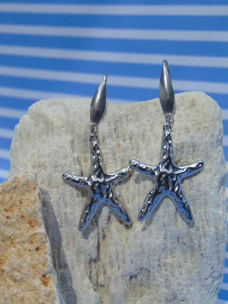 ARETES ACERO PLATE GANCHO ESTRELLA MARTILLADA