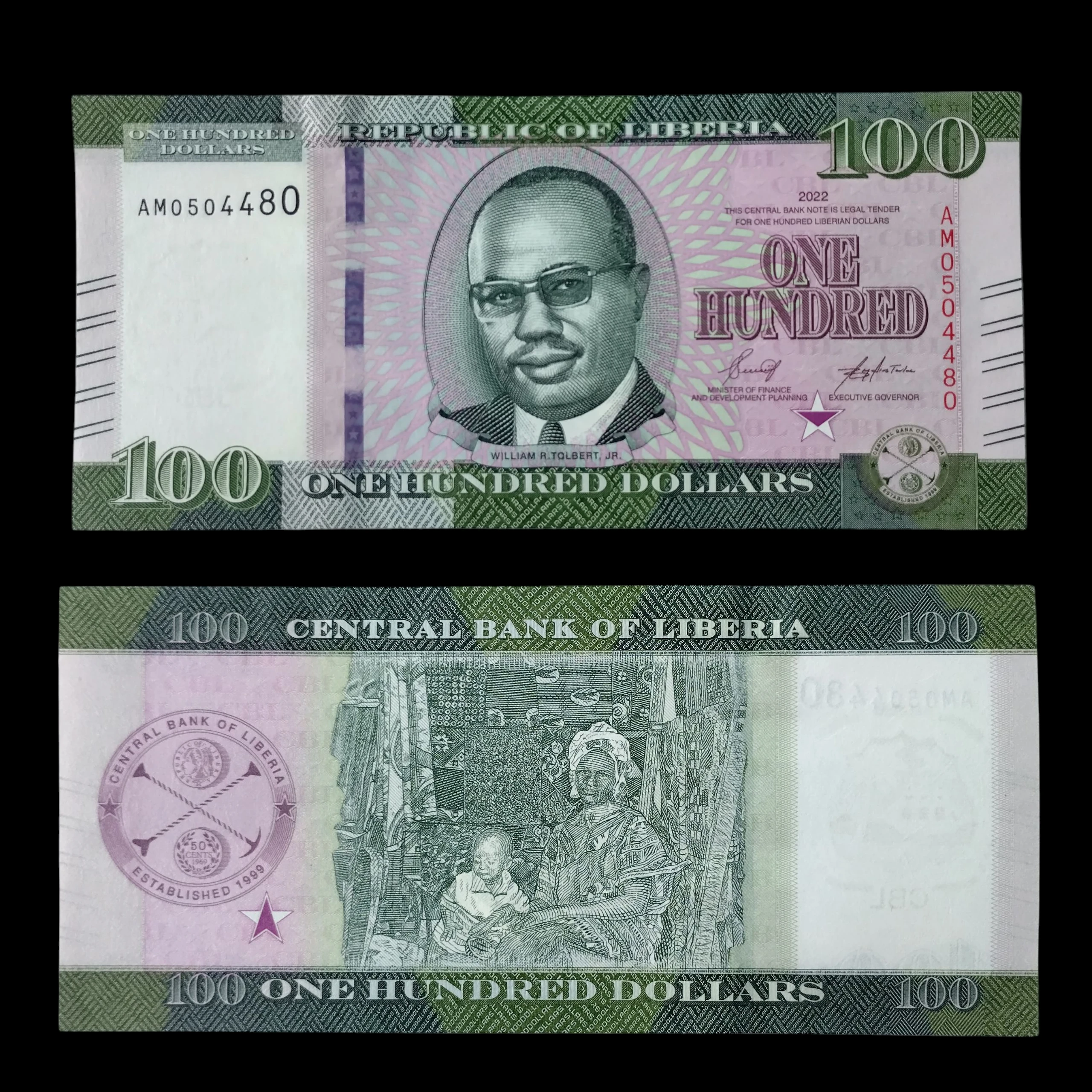 • Liberia 100 dolares UNC