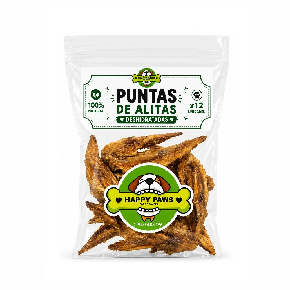 Snacks Puntas De Alitas De Pollo Deshidratadas Para Perros X 12 Unidades