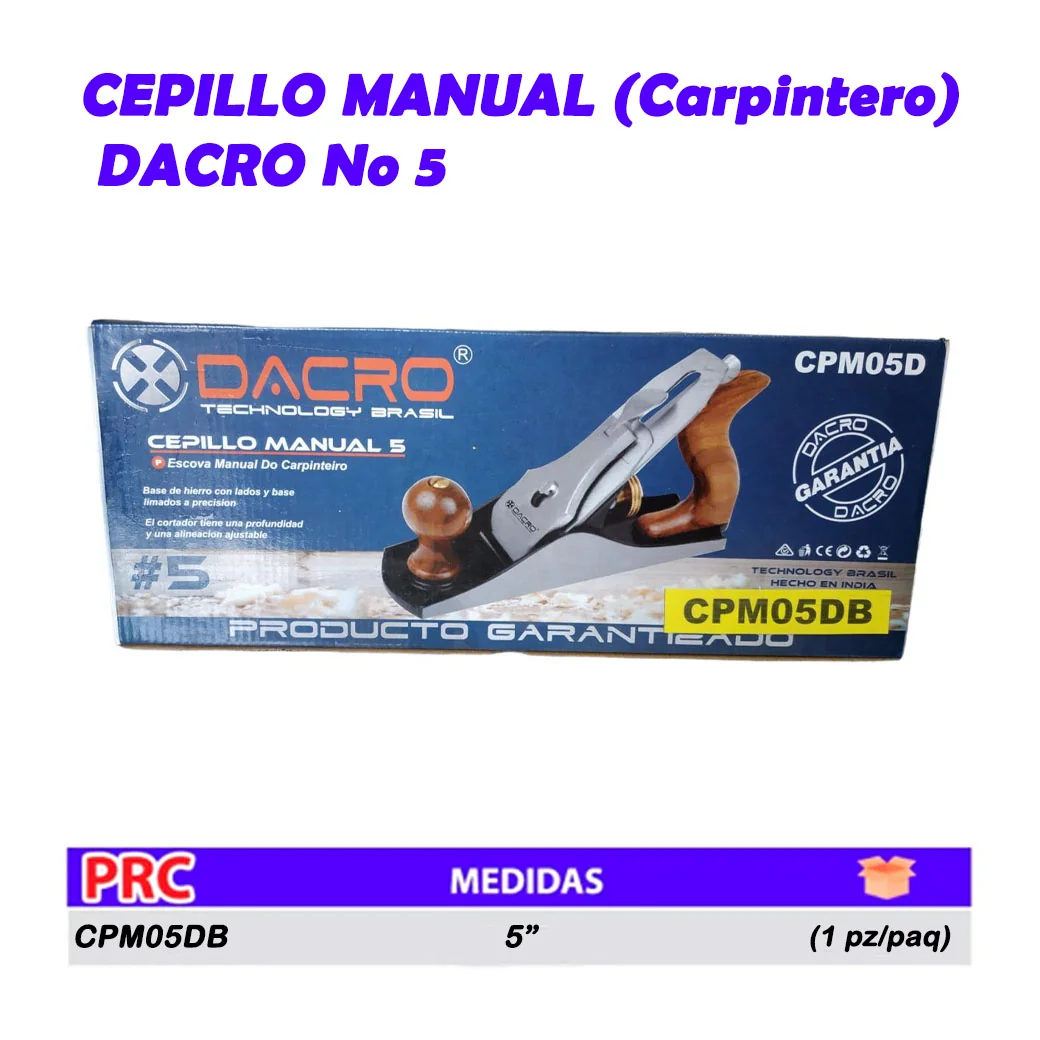 CEPILLO MANUAL (Carpintero) DACRO No 5 