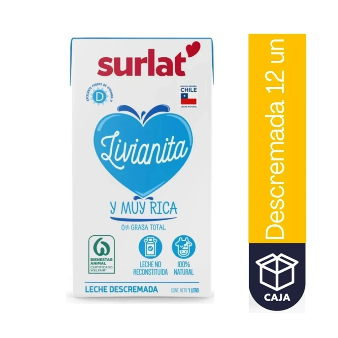 CAJA LECHE DESCREMADA SURLAT 12X1L 