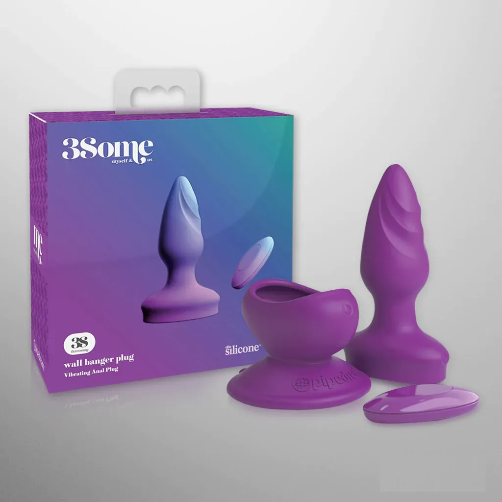 3Some Wall Banger Silicone Rechargeable Remote Control Anal Plug – Purple