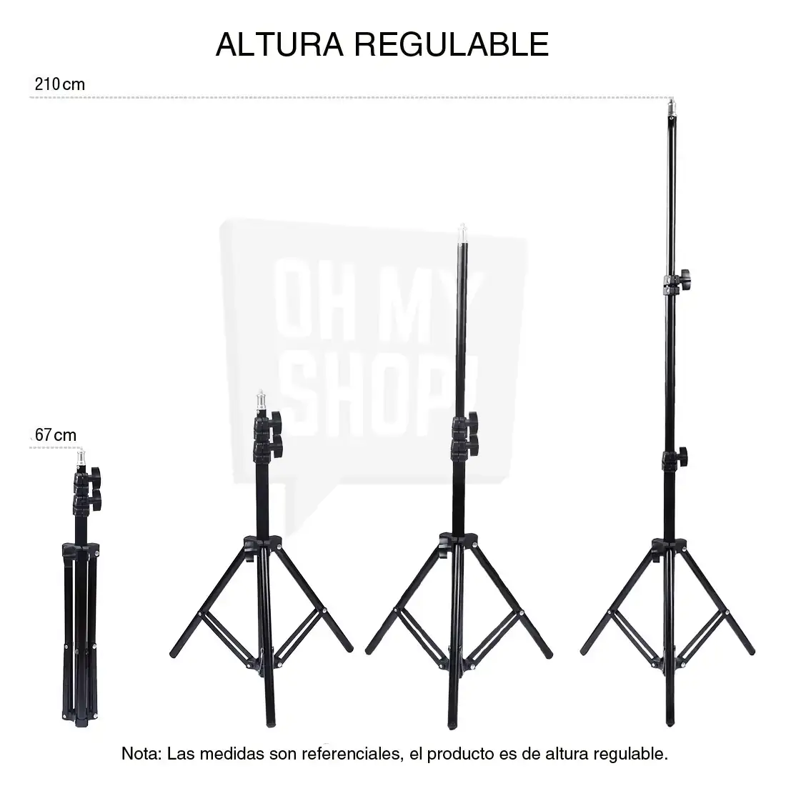 💥TRIPODE DE 2.10 METROS, PARA ARO DE LUZ A TAN SOLO 65BS💥 PRDIDOS: 69442828 PRECIO: 69442828  ESPECIFICACIONES TRÍPODE • Modelo: rk40sj • Material: Aluminio • Altura Máxima: 2 metros y 10 centimetros • Altura Mínima: 67cm • Carga Máxima: 2,5 kg • Secciones / pata: 3 • Color: negro.