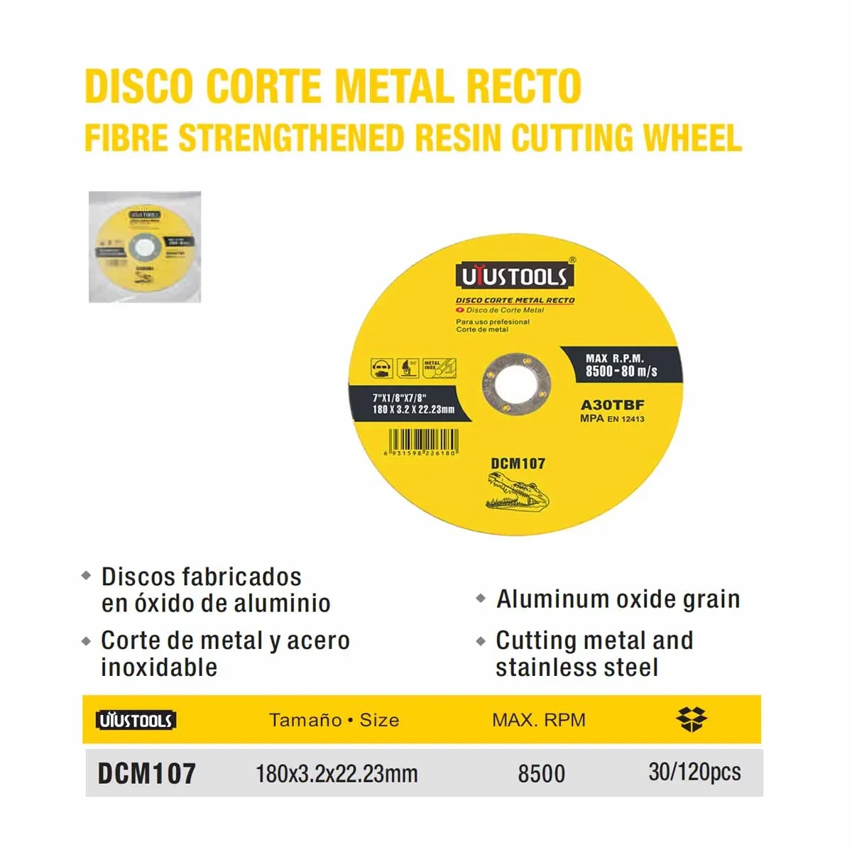 DISCO CORTE METAL UYUST * 7 X 3.2 X 22.23mm