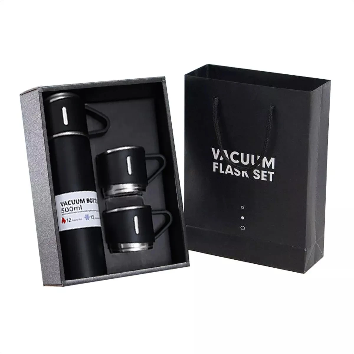Set Termo con 3 Tazas 500 ml Acero Inoxidable