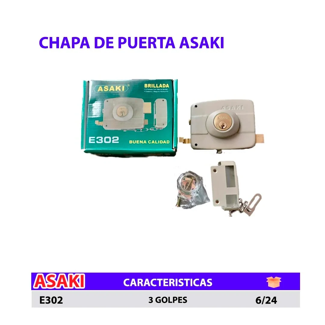 CHAPA DE PUERTA 3golpes ASAKI 