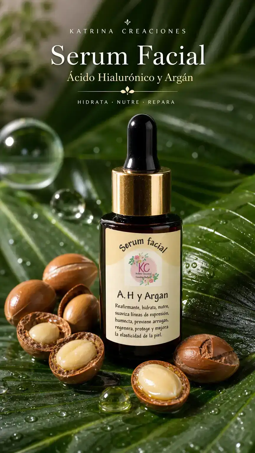 Serum facial 30 ml.con A.H y aceite vegetal de argán . 2