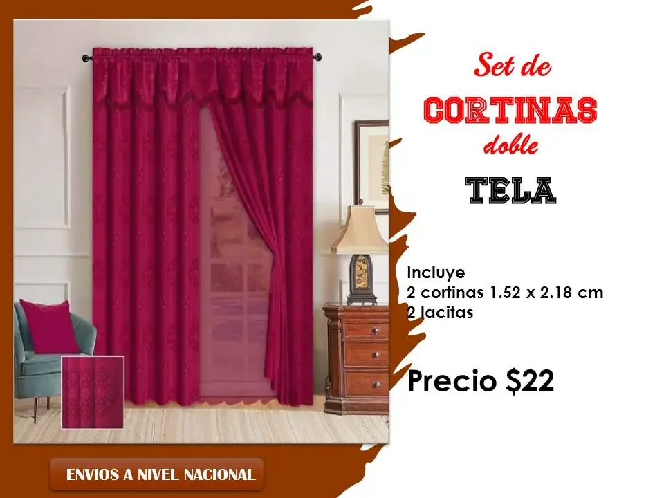 Set de dos cortinas  para puerta 