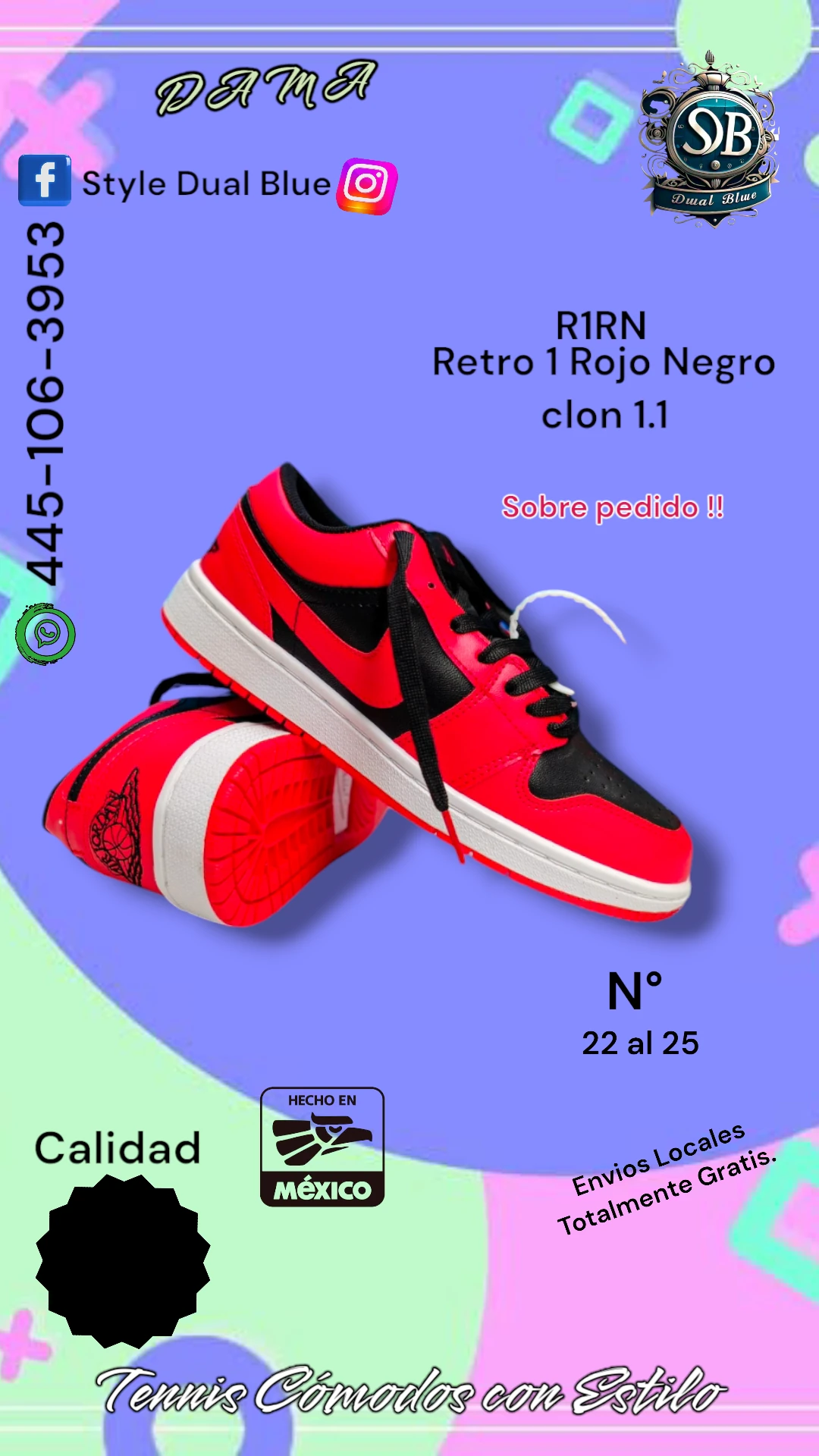 Retro 1 Rojo Negro clon 1.1