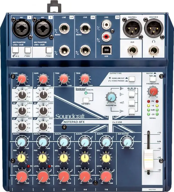 CONSOLA DE SONIDO ANALÓGICA CON EFECTOS NOTEPAD-8FX 2