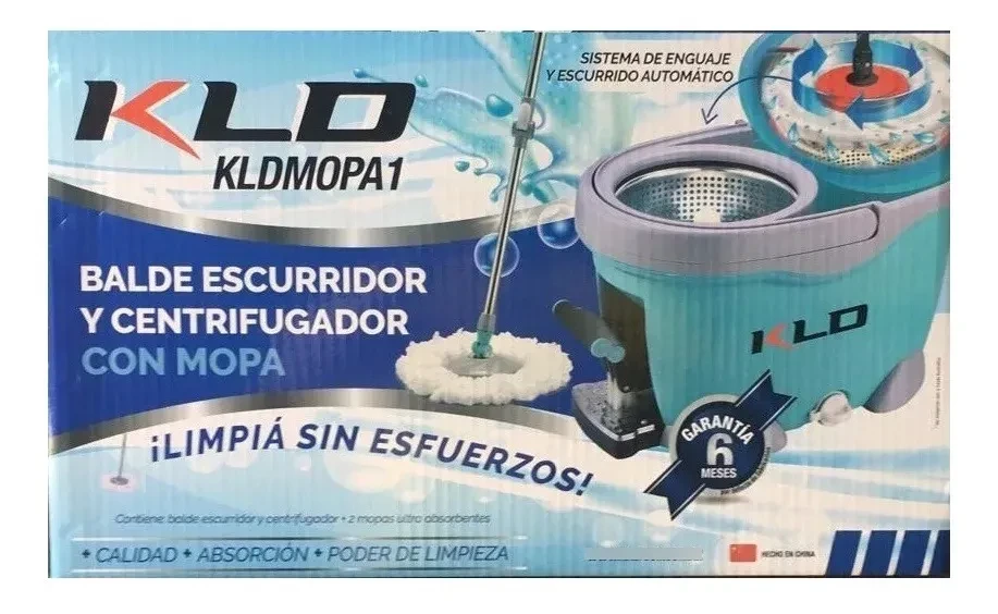  Mopa KLD Trapeador Balde Escurridor 8 Lts 2 Microfibras Celeste