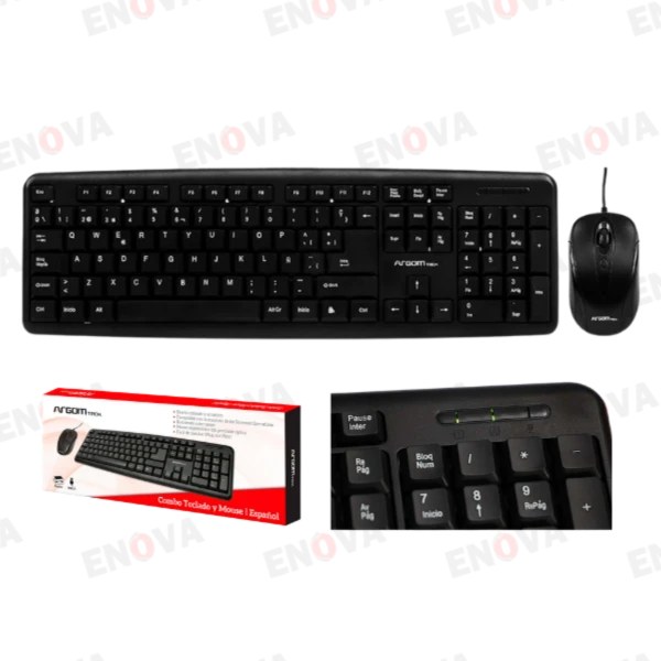 Combo Teclado Español y Mouse Alámbrico USB Negro