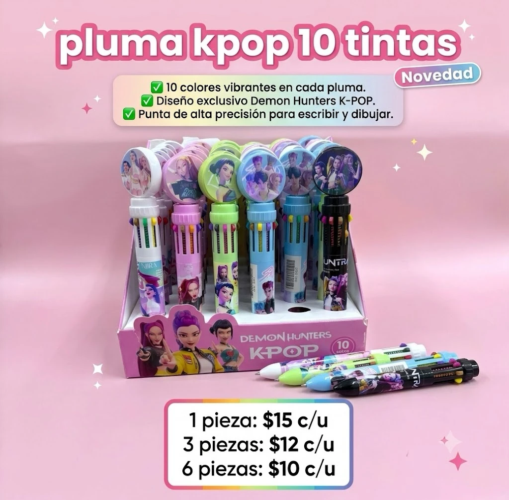 Plumas kpop y stich de 10 tintas 