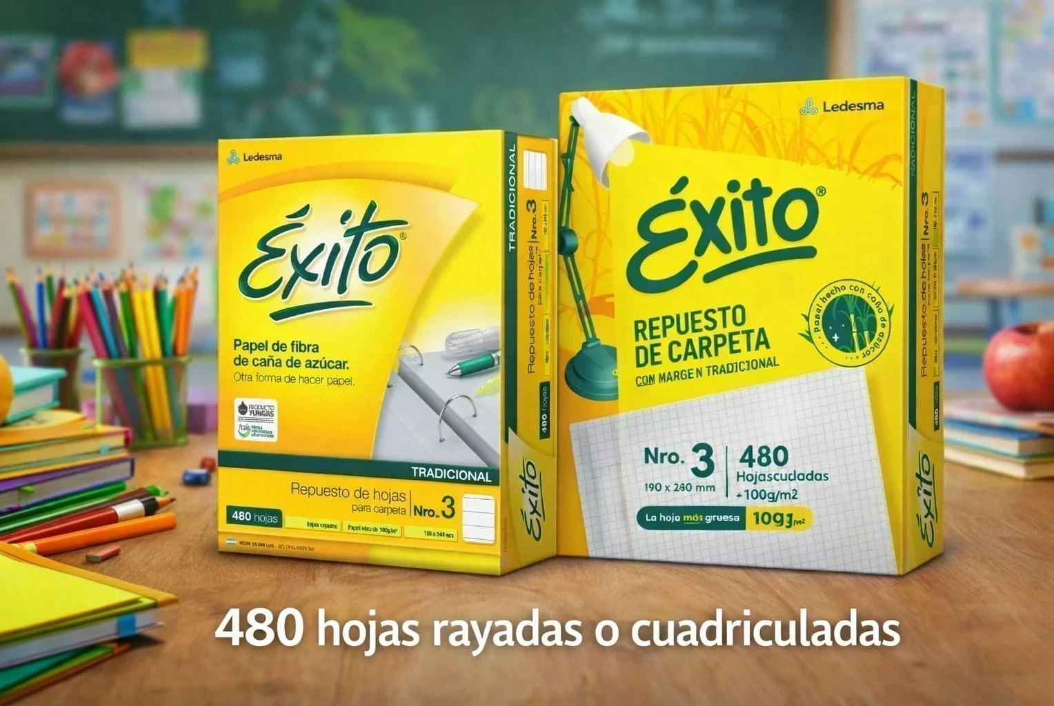 REPUESTO ÉXITO 480 HOJAS RAYADAS NÚMERO 3 100G