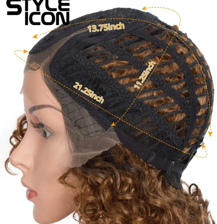 Peluca Rizada #1b/30  de  cabello 10 pulgadas, sin pegamento 6