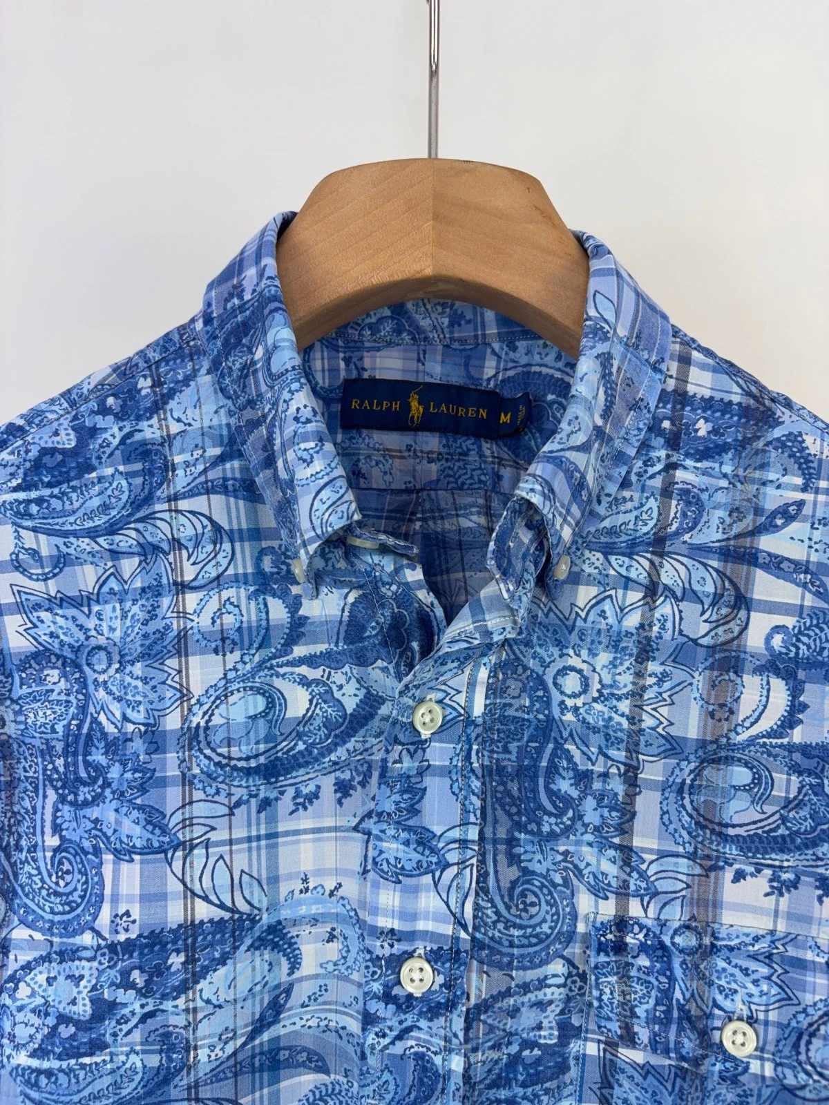 Camisa Manga Corta Polo Ralph Lauren Estampado Paisley Azul  3