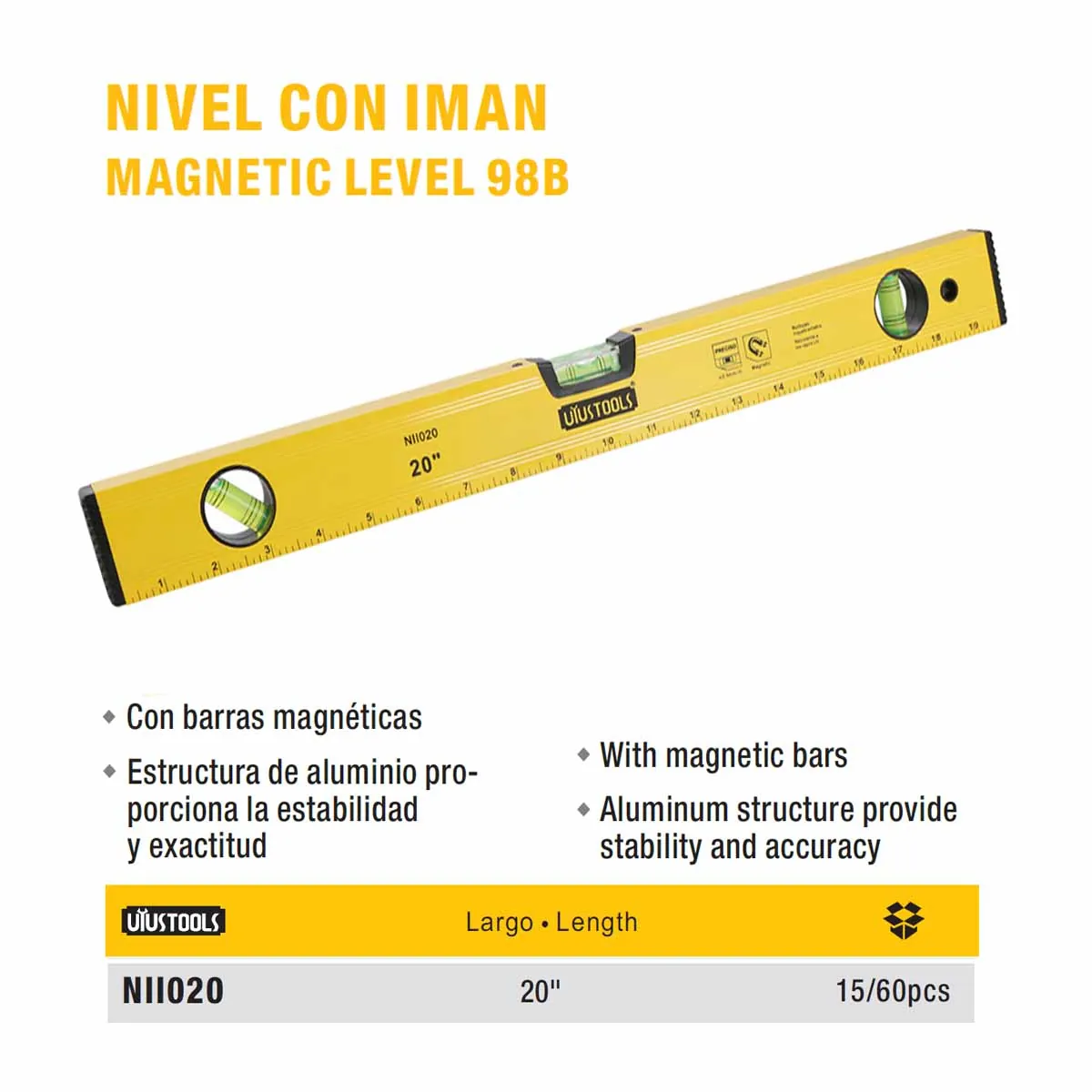 NIVEL CON IMAN UYUST 20" 500mm