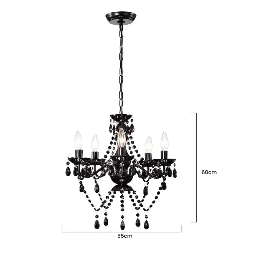 LAMPARA TURMALINA CRISTAL NEGRA 5L E14 4