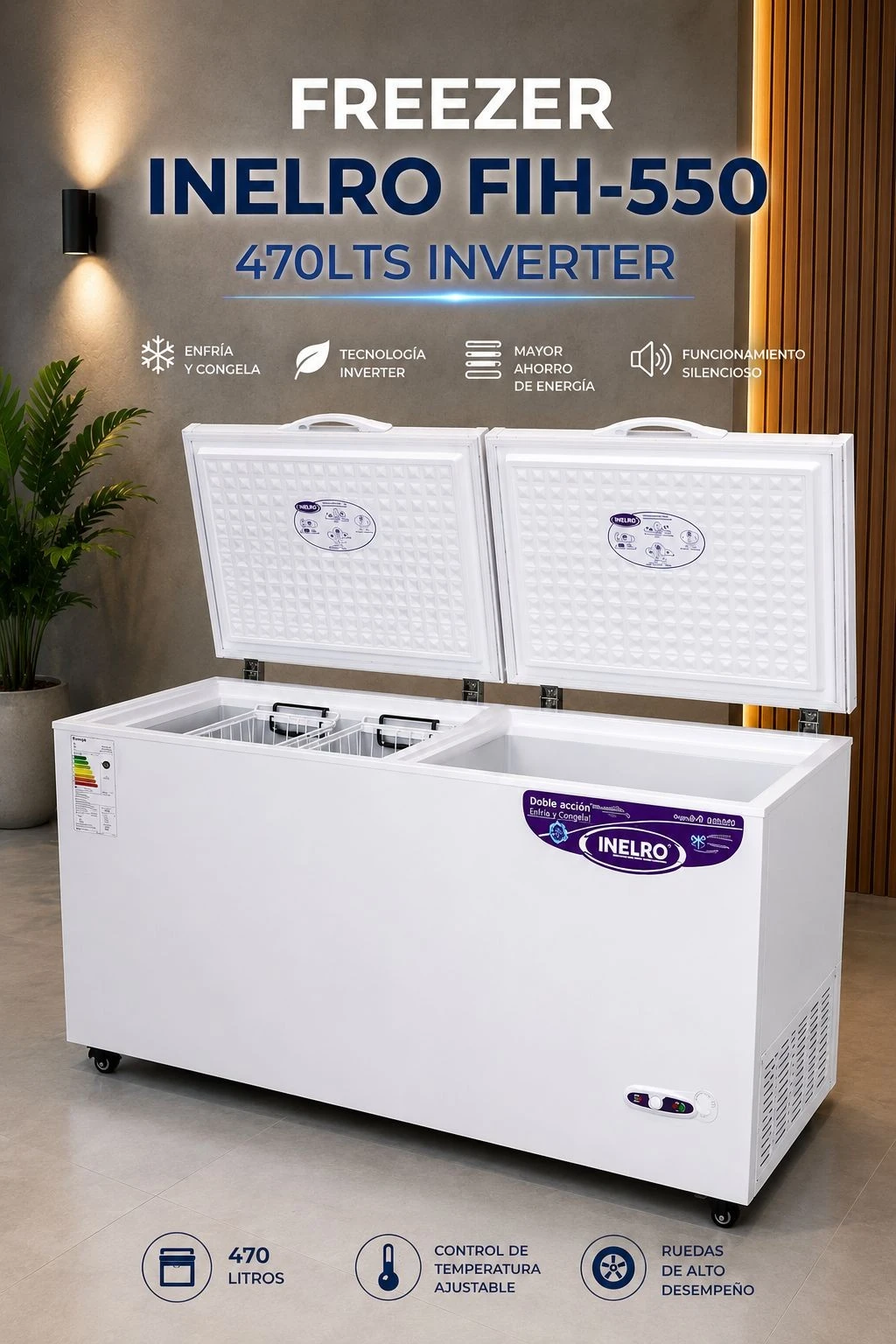 FREEZER INELRO Fih-550A BLANCO 470LTS INVERTER ‼️SOLO POR PEDIDOS ‼️ 