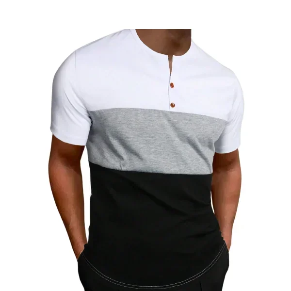 Camiseta de color combinado botón cuarto