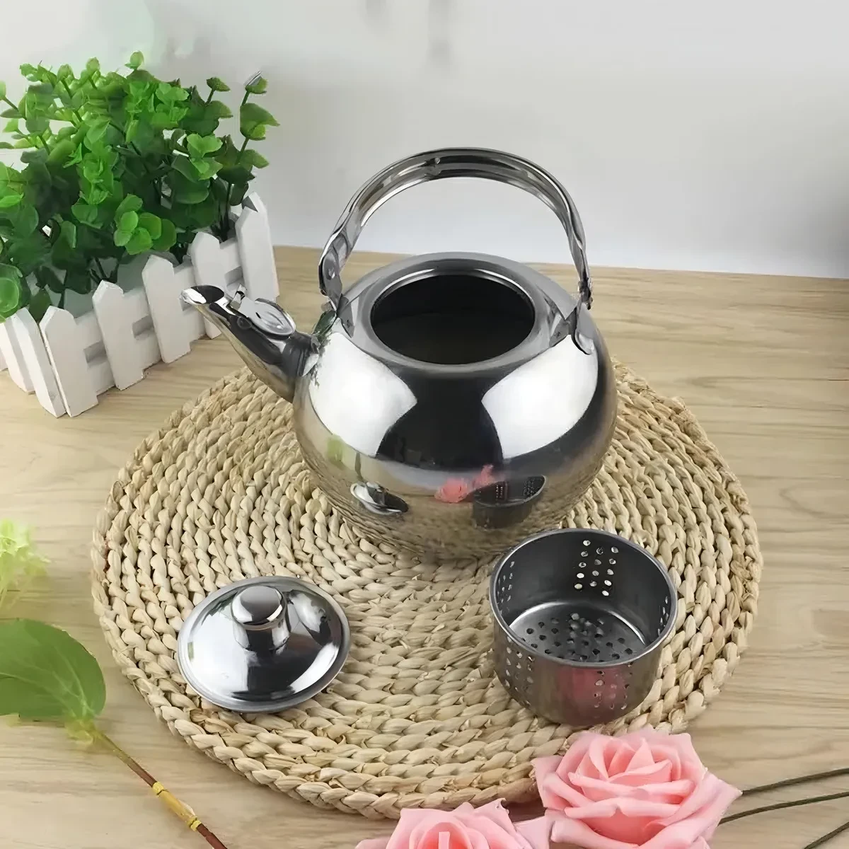 Tetera 600ml Acero Inoxidable Con Filtro Té Infusiones Agua 2