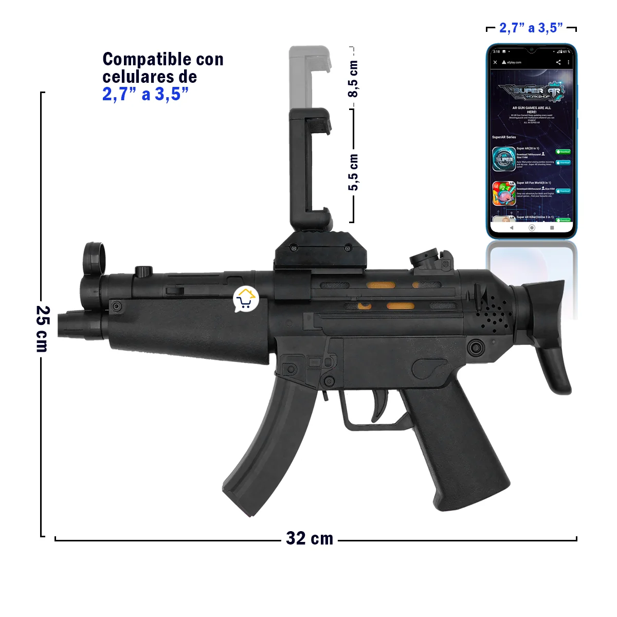 Pistola Virtual AR Soporte Realidad Aumentada Celular Juegos Shooter N900I 3