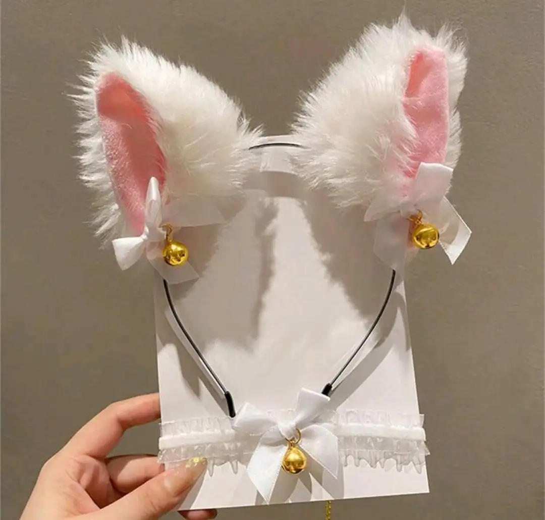 Diadema con orejas de gatos 🤍🖤