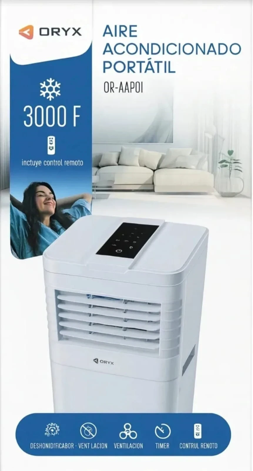  ❄️ *AIRE ACONDICIONADO PORTÁTIL ORYX 3500W FRIO