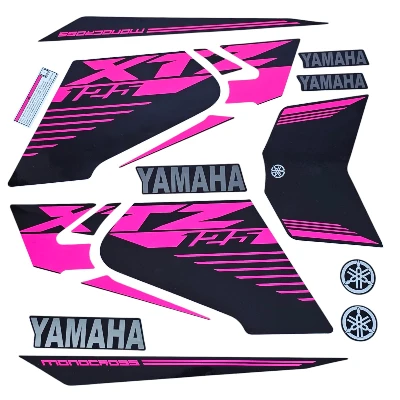 XTZ 125 Calcomanias 2023 negro lineas rosado